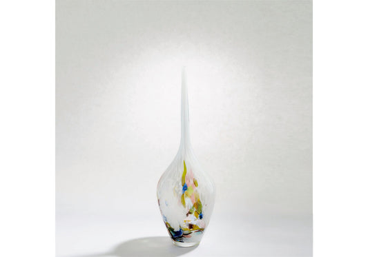 Florero de Vidrio Tallo Largo Manchas Multicolor