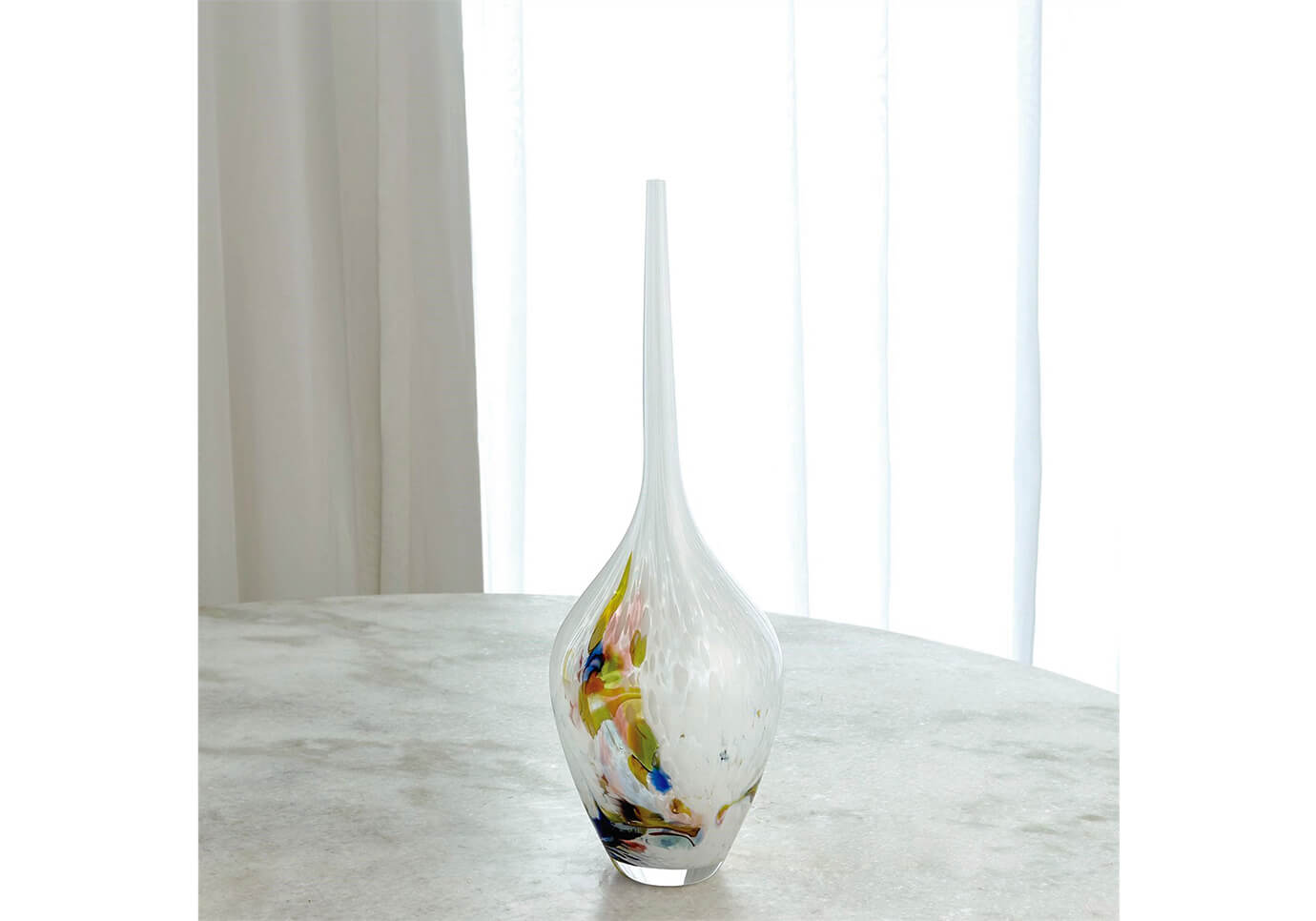 Florero de Vidrio Tallo Largo Manchas Multicolor