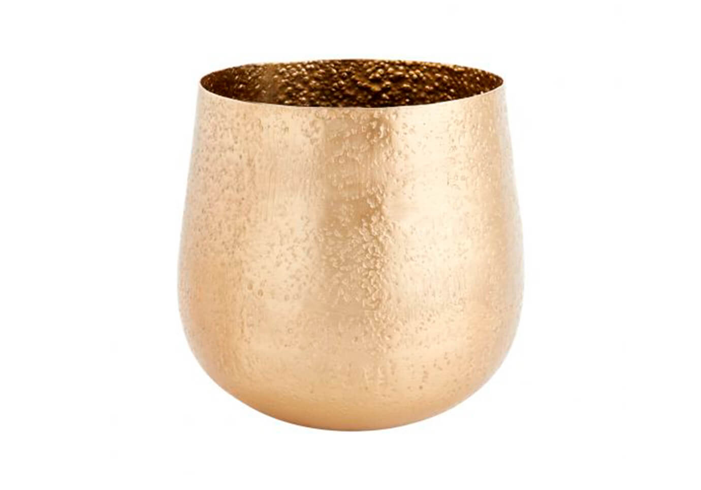 Maceta Metal Martillado Dorado Antique