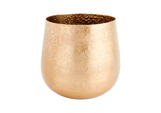 Maceta Metal Martillado Dorado Antique