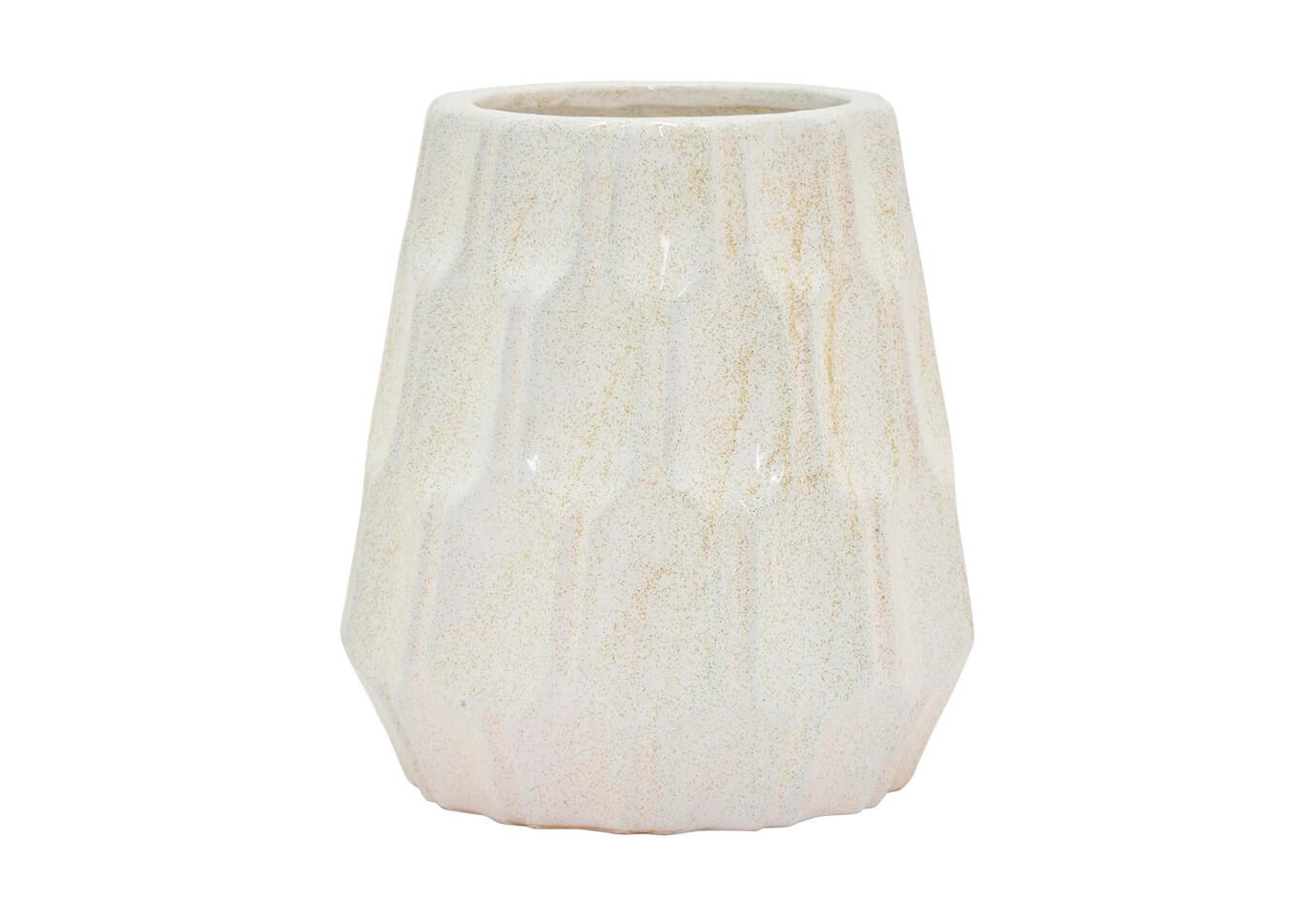 Florero Cerámica Panal Puntos Arena Dorada