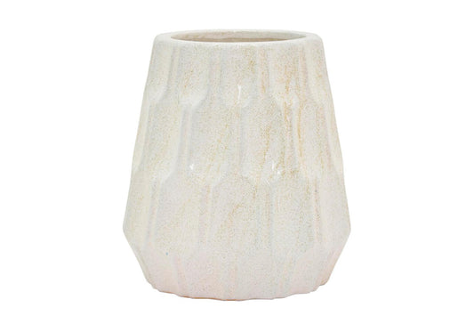 Florero Cerámica Panal Puntos Arena Dorada