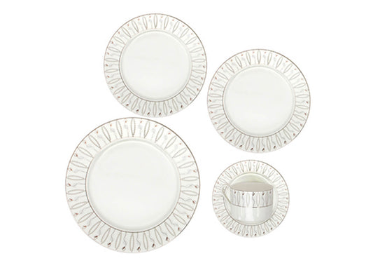 Vajilla Bone China Blanca con Diseño de Flores - Simone