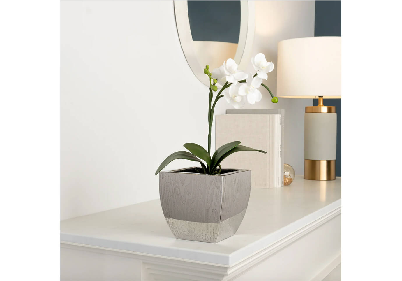 Maceta Cuadrada de Acero Vetas de Madera