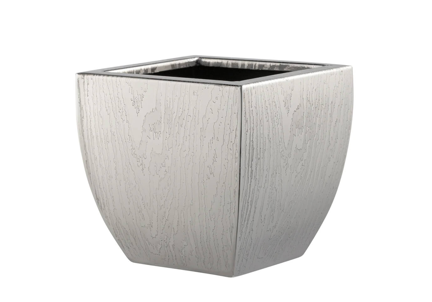 Maceta Cuadrada de Acero Vetas de Madera