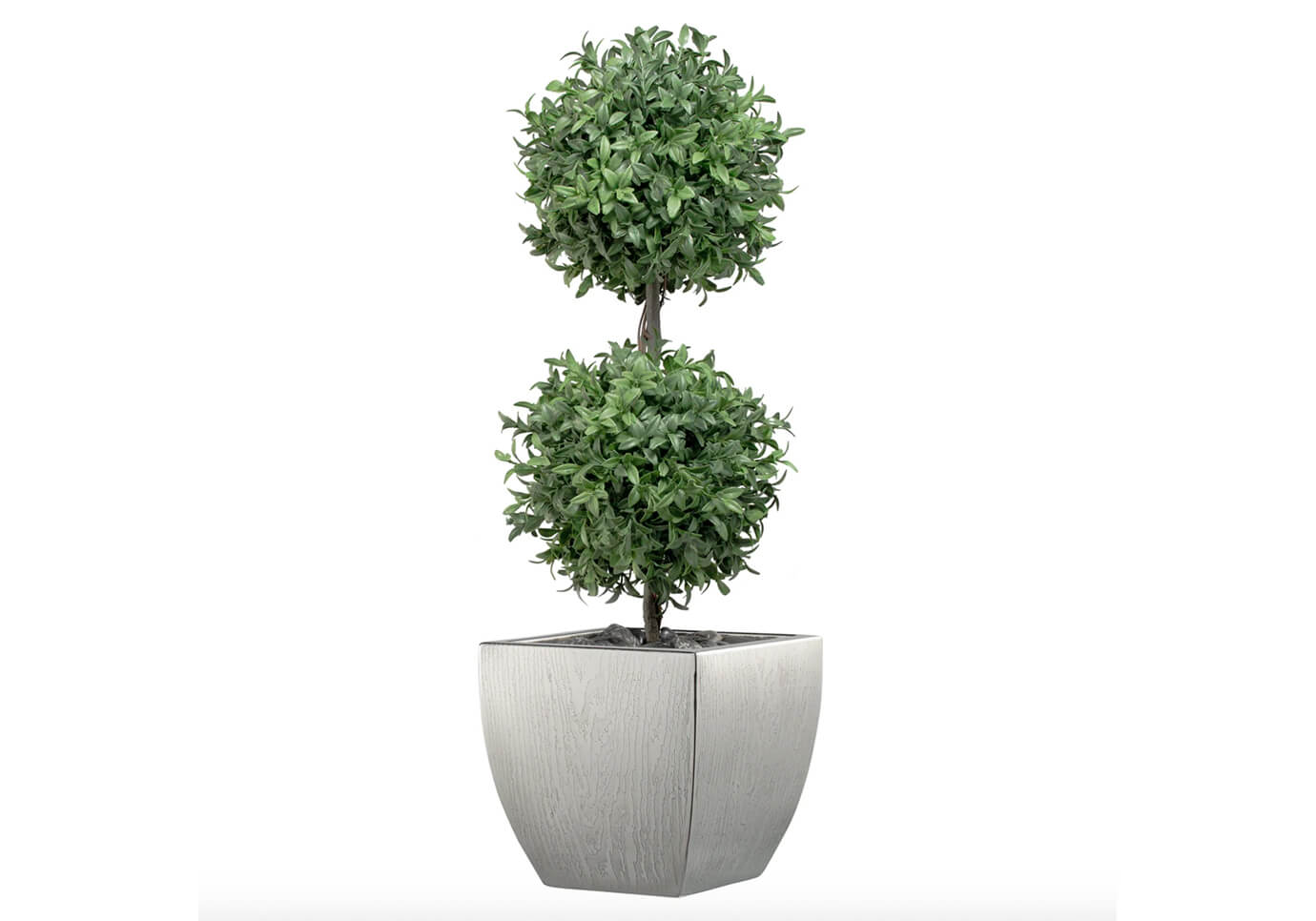 Maceta Cuadrada de Acero Vetas de Madera