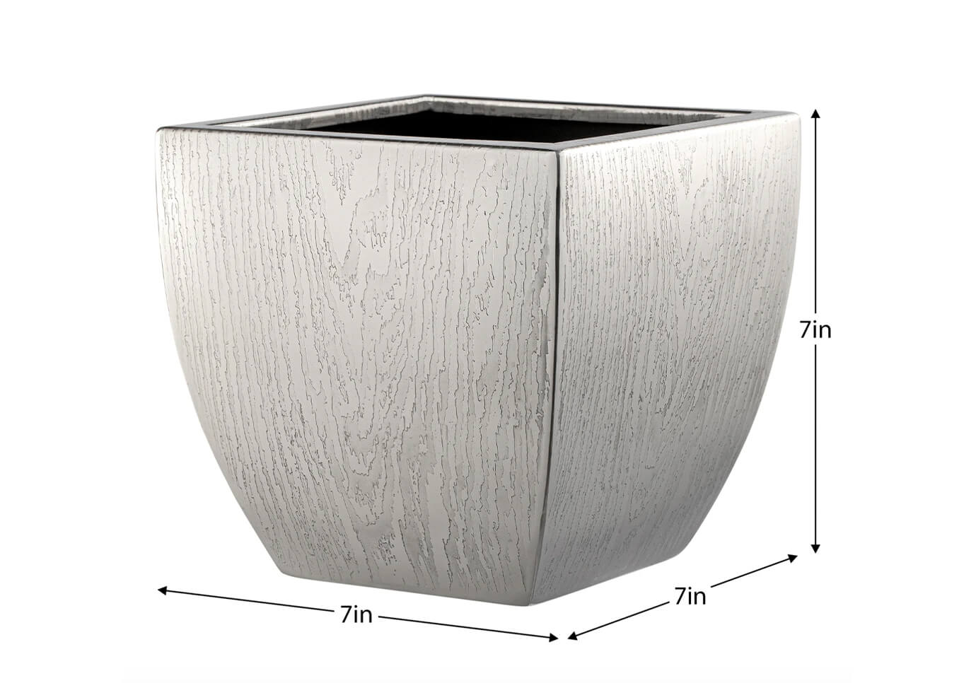Maceta Cuadrada de Acero Vetas de Madera