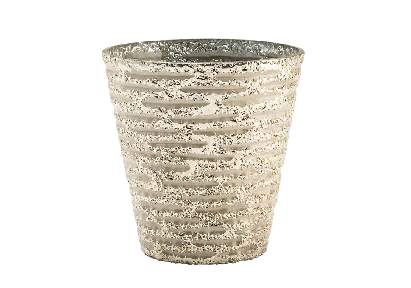 Florero / Portavela de Vidrio Cónico Texturizado