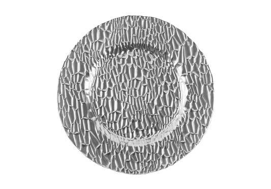 Plato Base Huellas de Vidrio Plateado