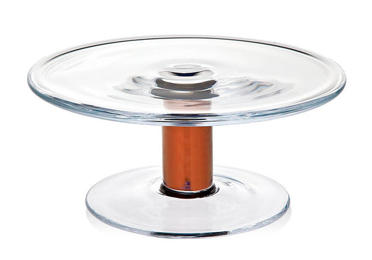 Pastelera Redonda de Cristal Base Bronce