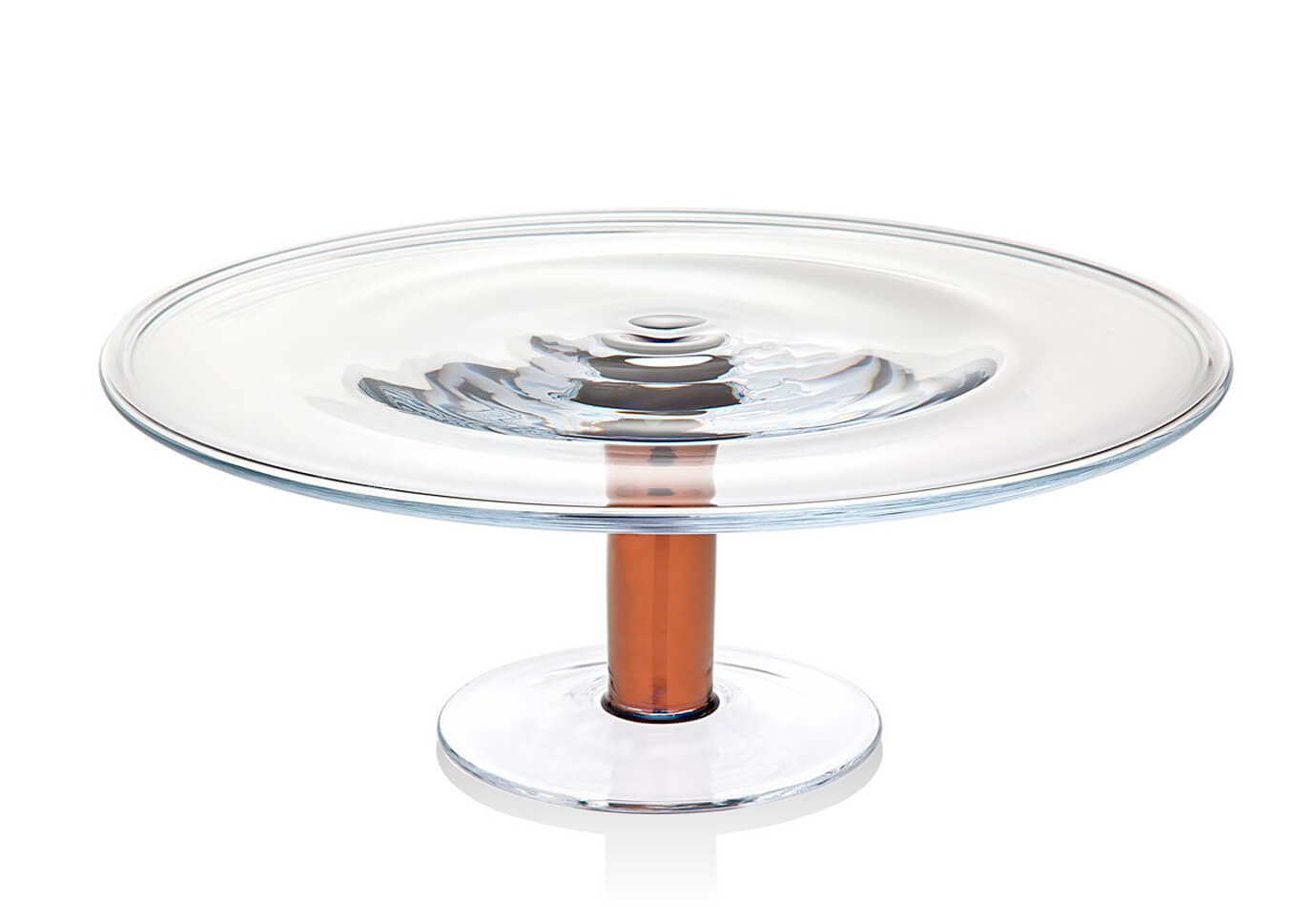 Pastelera Redonda de Cristal Base Bronce