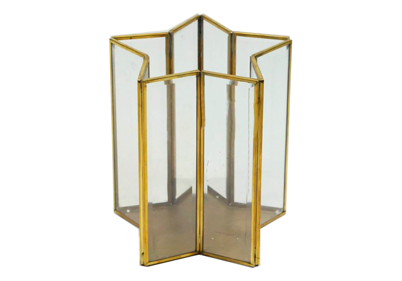 Portavela de Vidrio Canto y Base Dorado