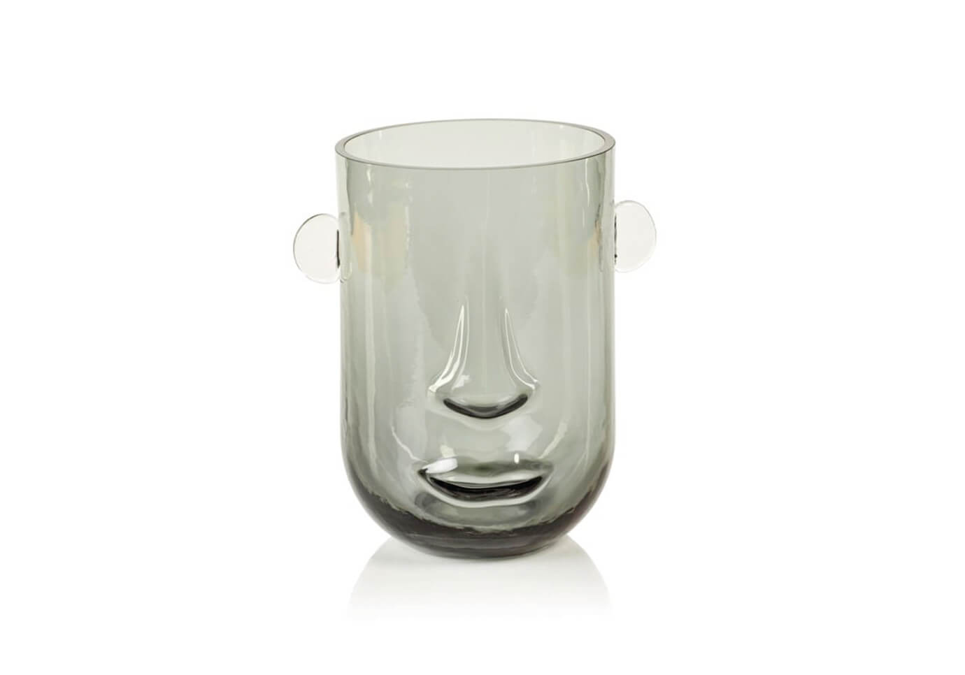 Florero Vidrio Humo Cara y Orejas