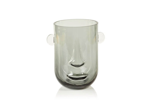 Florero Vidrio Humo Cara y Orejas