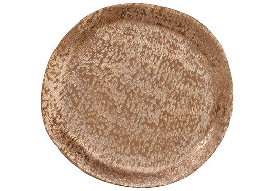 Plato Base Redondo de Metal Cepillado Dorado 33 cm