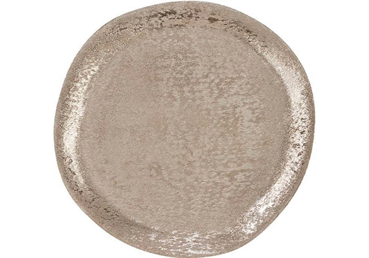 Plato Base Redondo de Metal Cepillado Plateado 33 cm