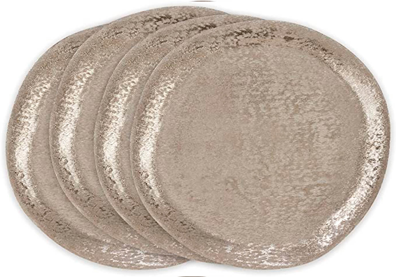 Plato Base Redondo de Metal Cepillado Plateado 33 cm