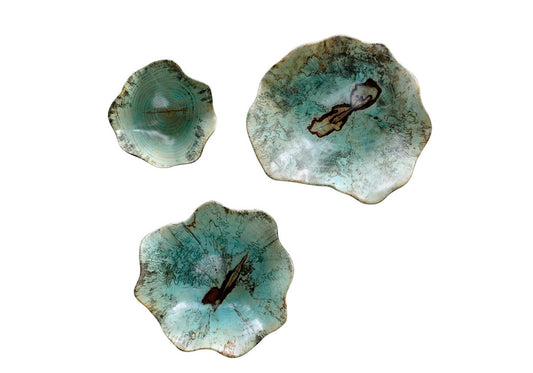 Escultura de Pared Madera de Tamarindo Aqua- Set de Tres