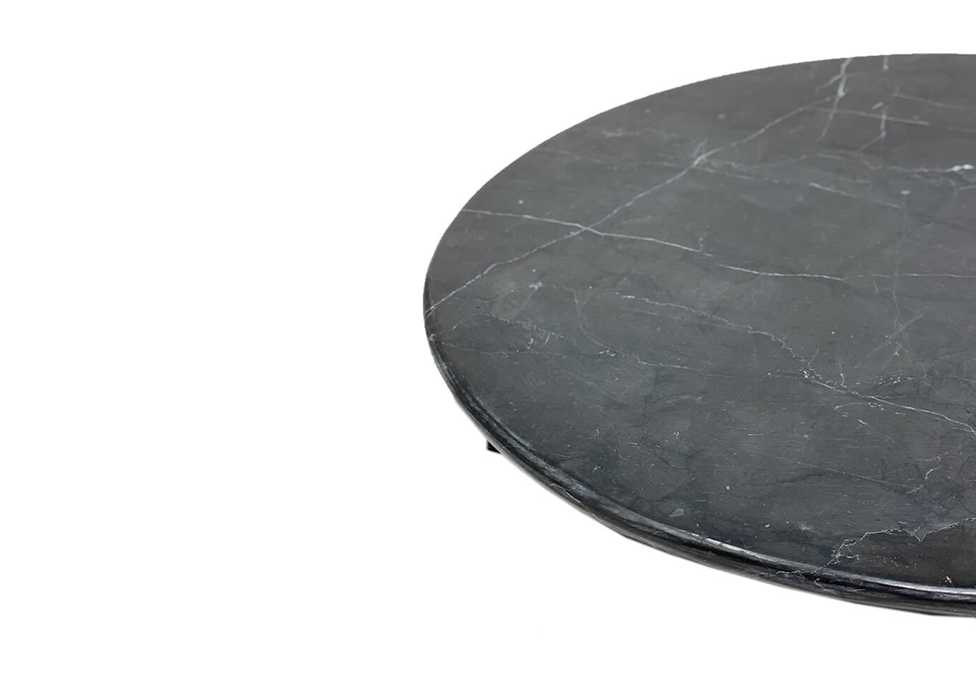 Quesera Redonda de Mármol Negro Brillante