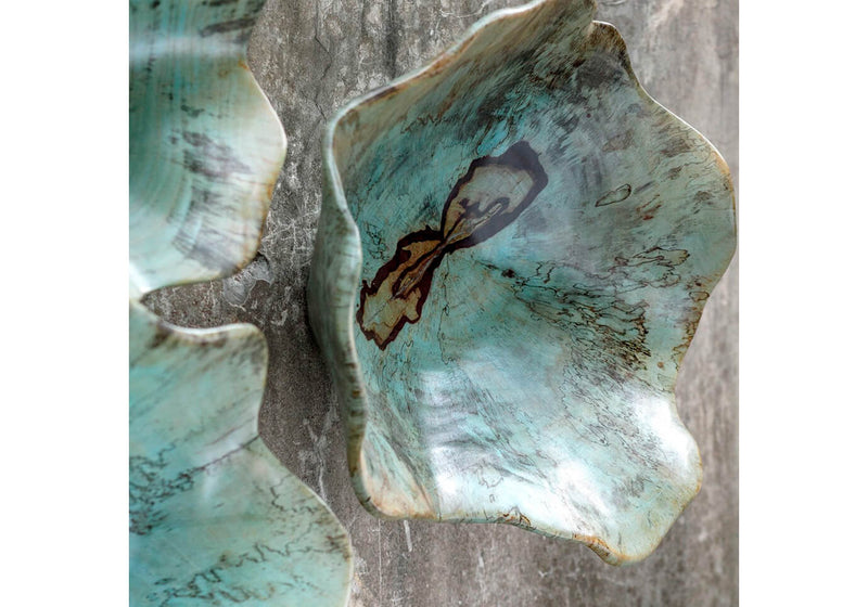 Escultura de Pared Madera de Tamarindo Aqua- Set de Tres