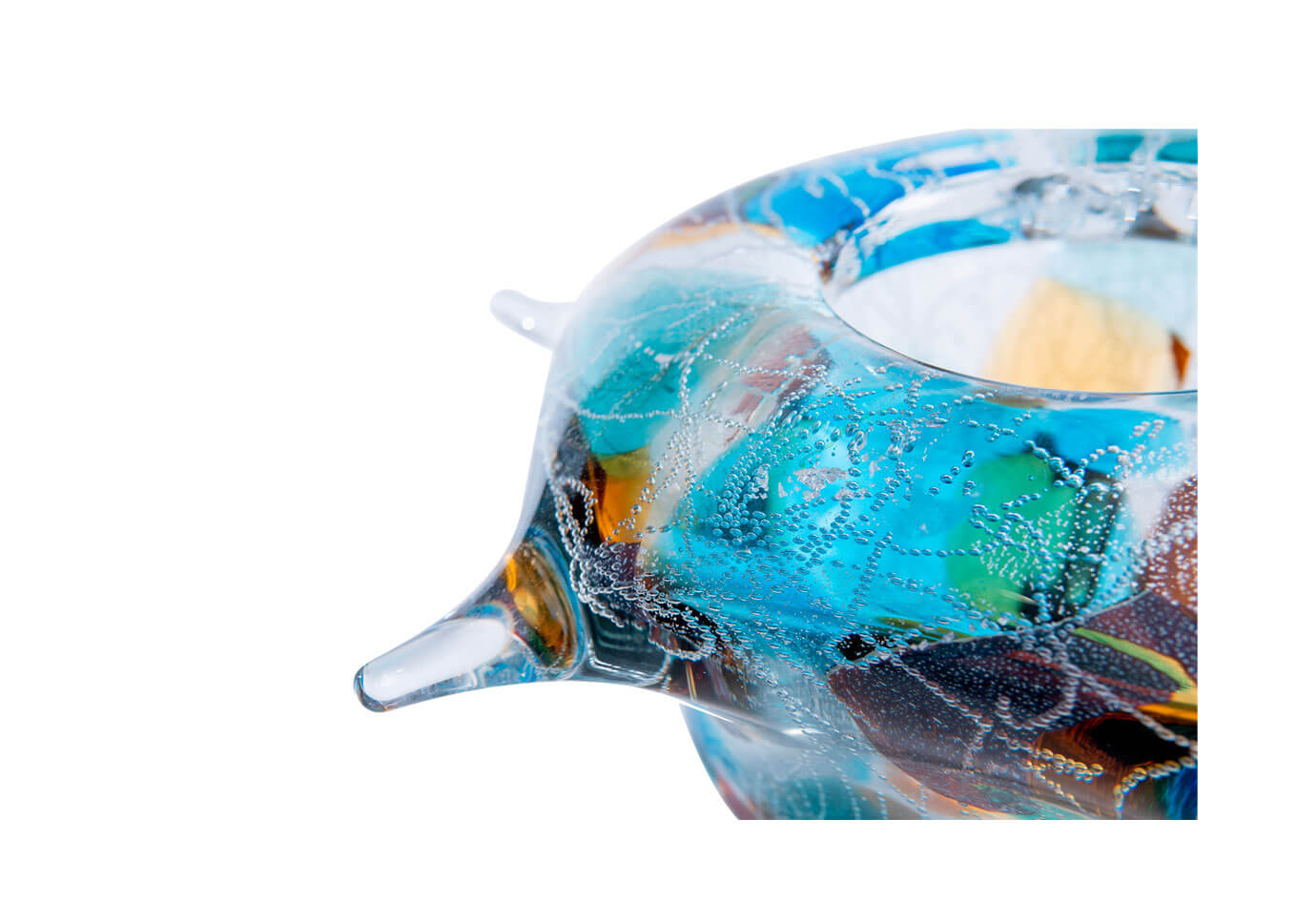 Bowl de Cristal Picos Turquesa y Ámbar