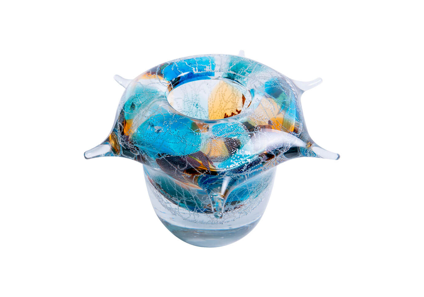 Bowl de Cristal Picos Turquesa y Ámbar