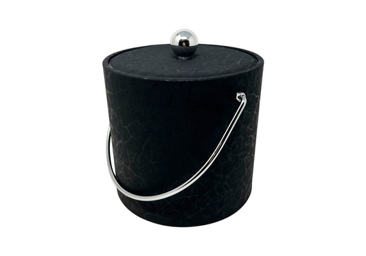 Hielera Vinipiel Negro Craquelado Tapa Tapizada