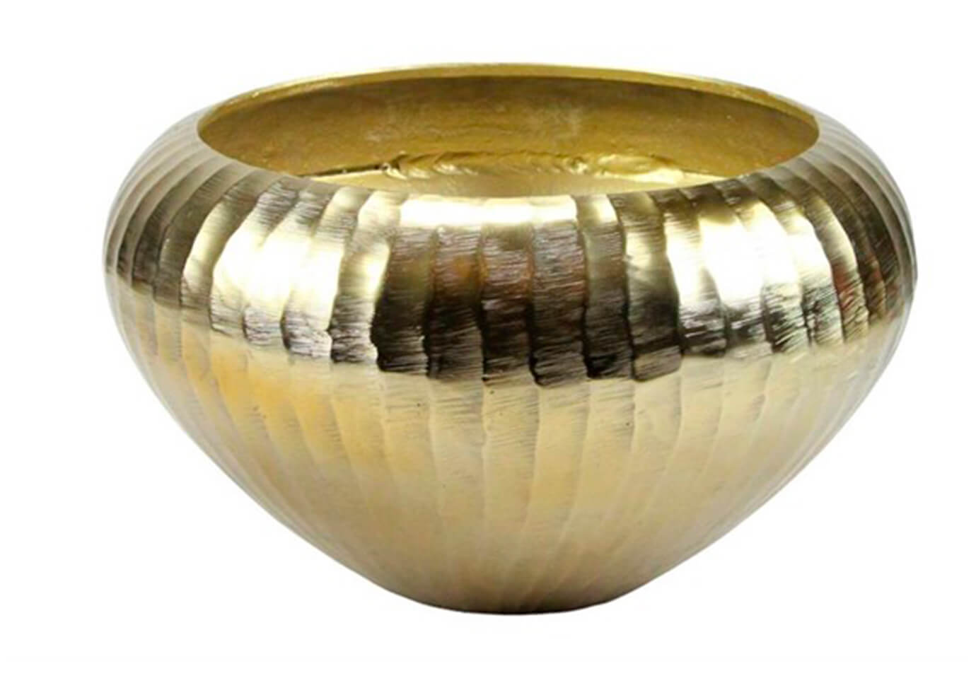 Bowl Redondo Metal Dorado Acanalado Dorado
