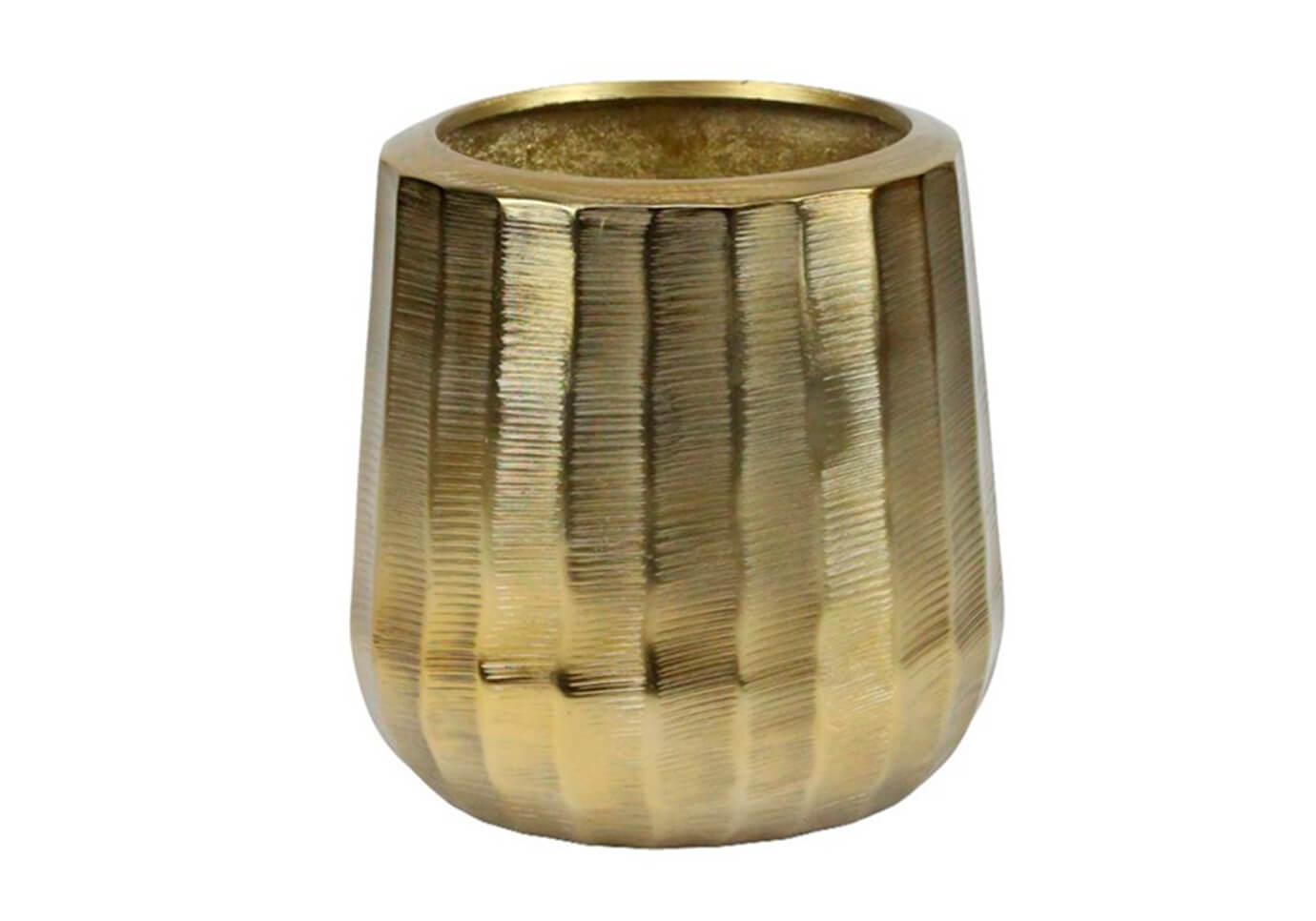 Maceta de Metal Lineas Verticales Dorado