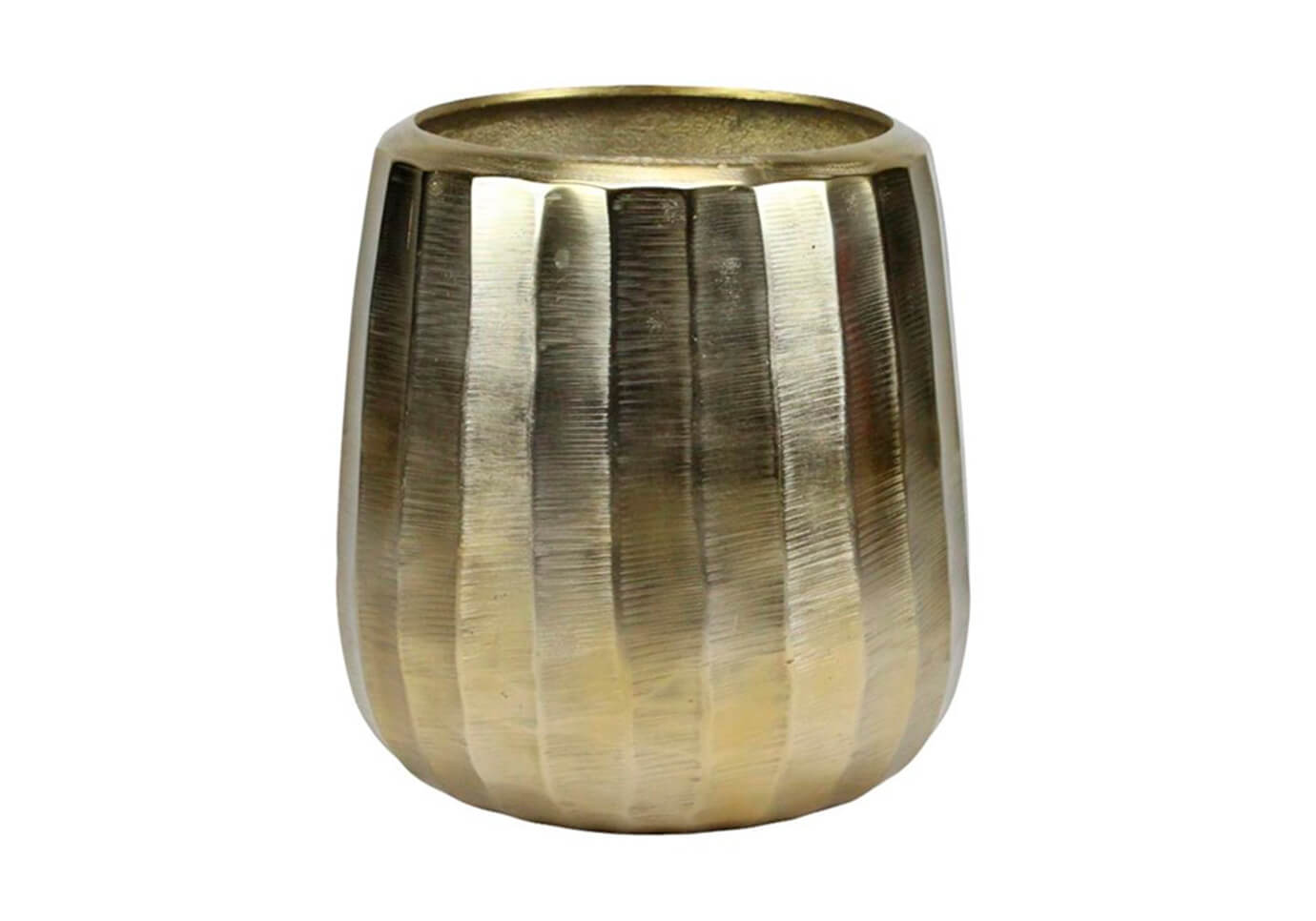 Maceta de Metal Lineas Verticales Dorado