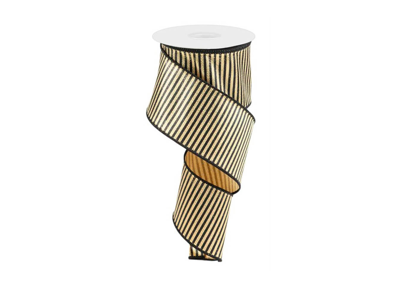 Listón Dorado Rayas y Borde Negro 6 cm
