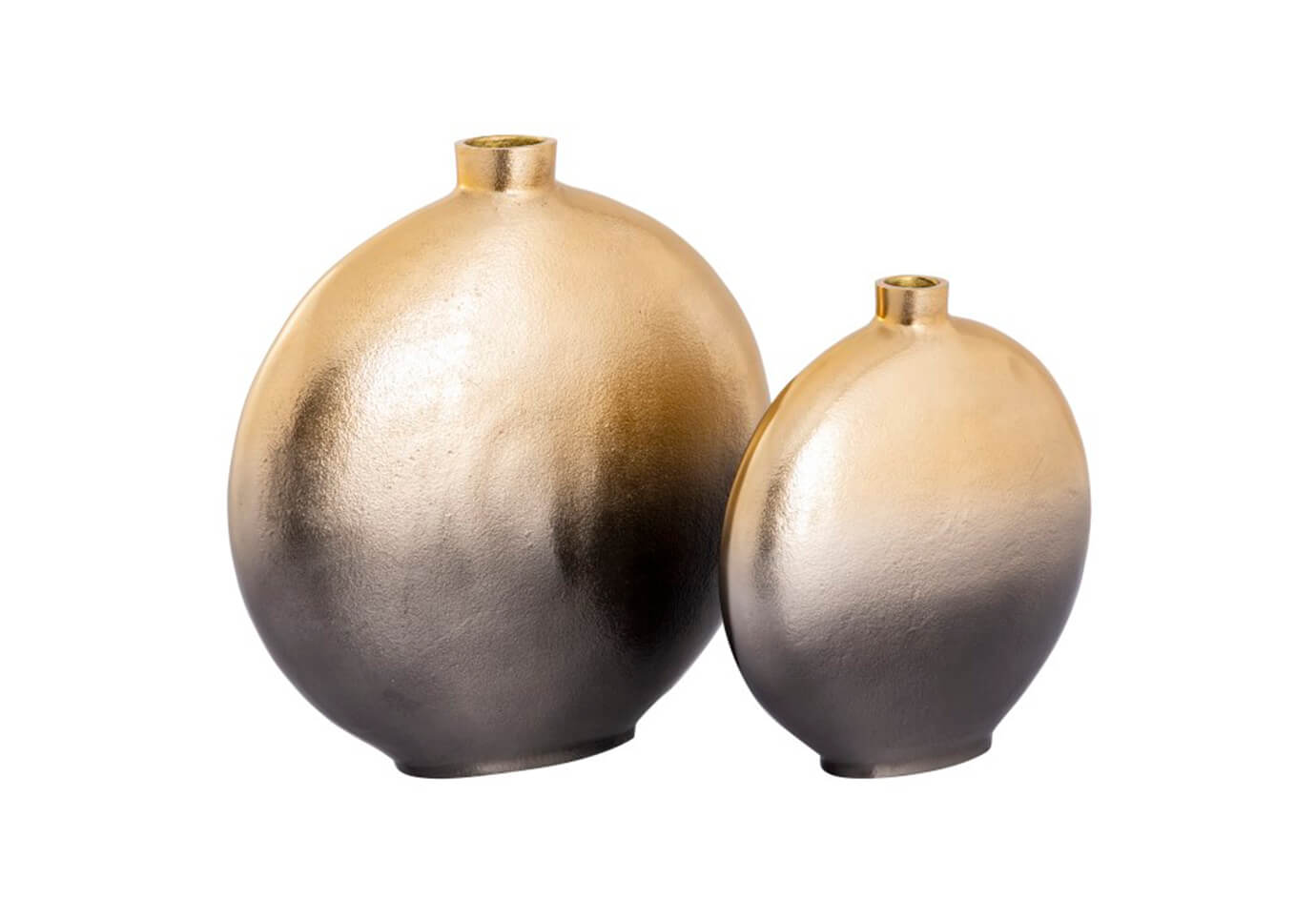 Florero Metal Redondeado Dorado Boca Chica