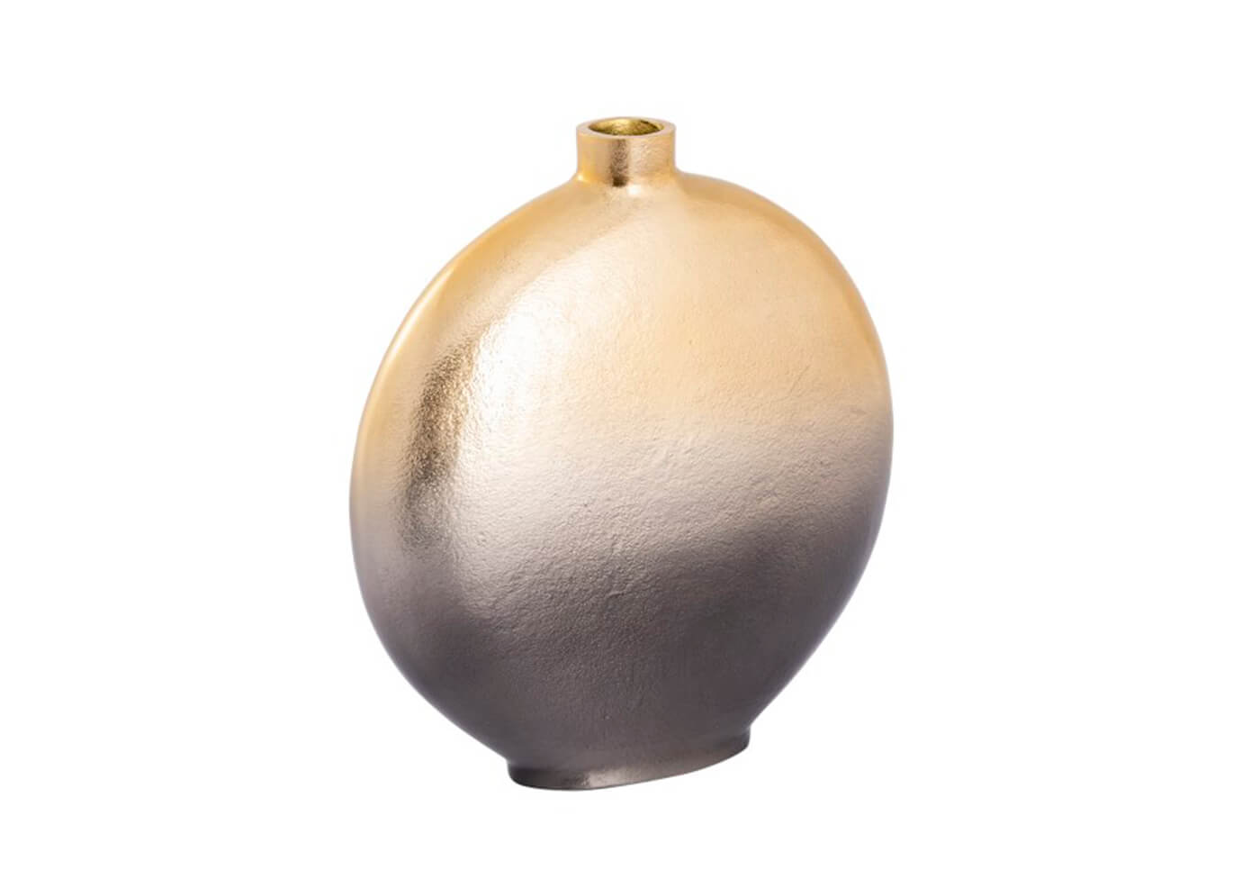 Florero Metal Redondeado Dorado Boca Chica