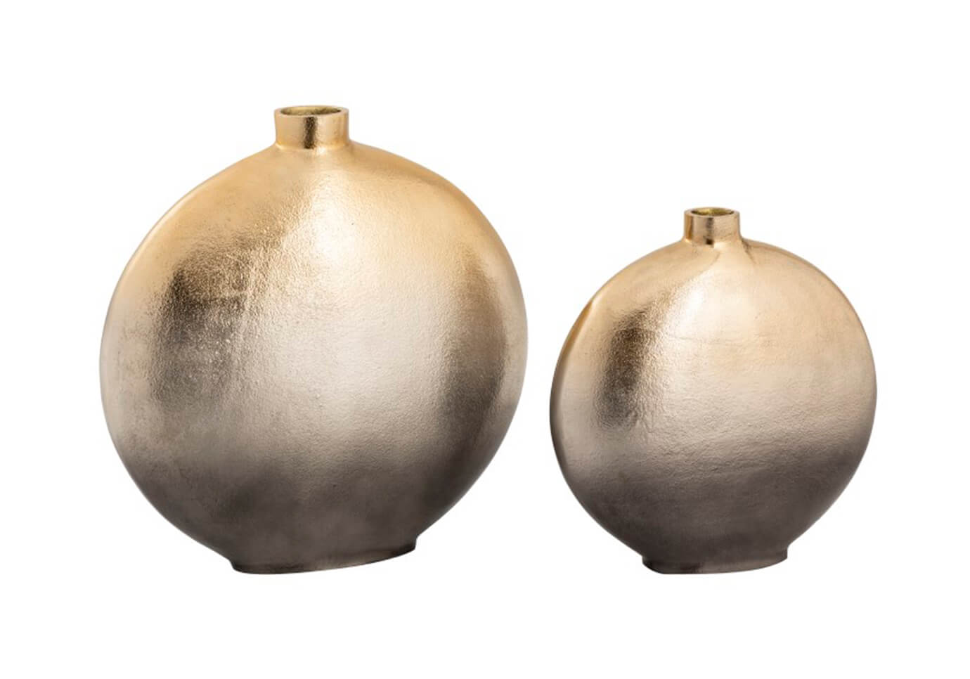 Florero Metal Redondeado Dorado Boca Chica