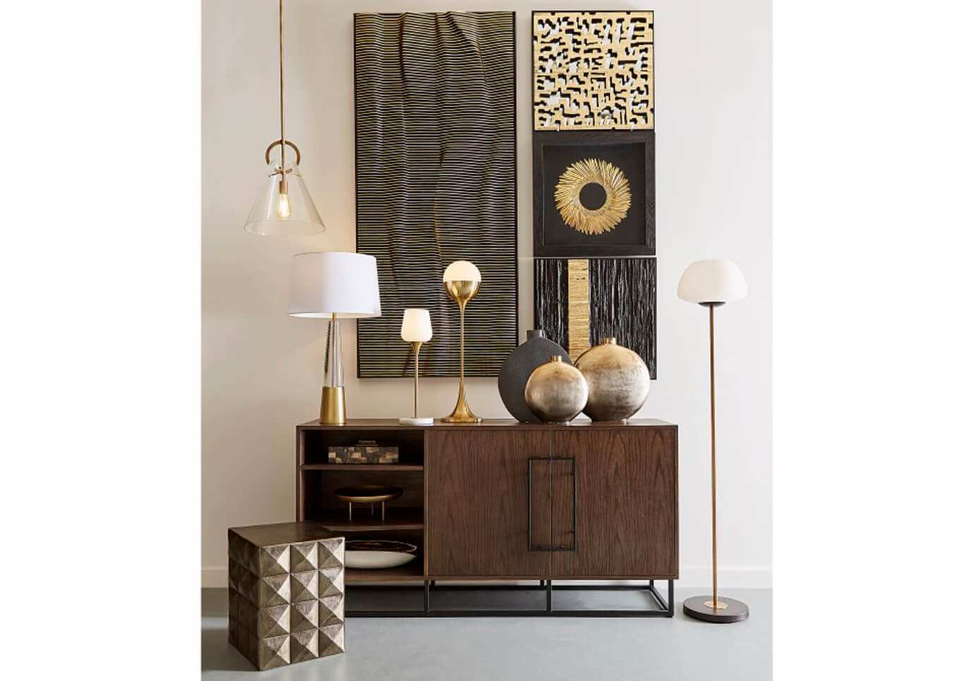 Florero Metal Redondeado Dorado Boca Chica