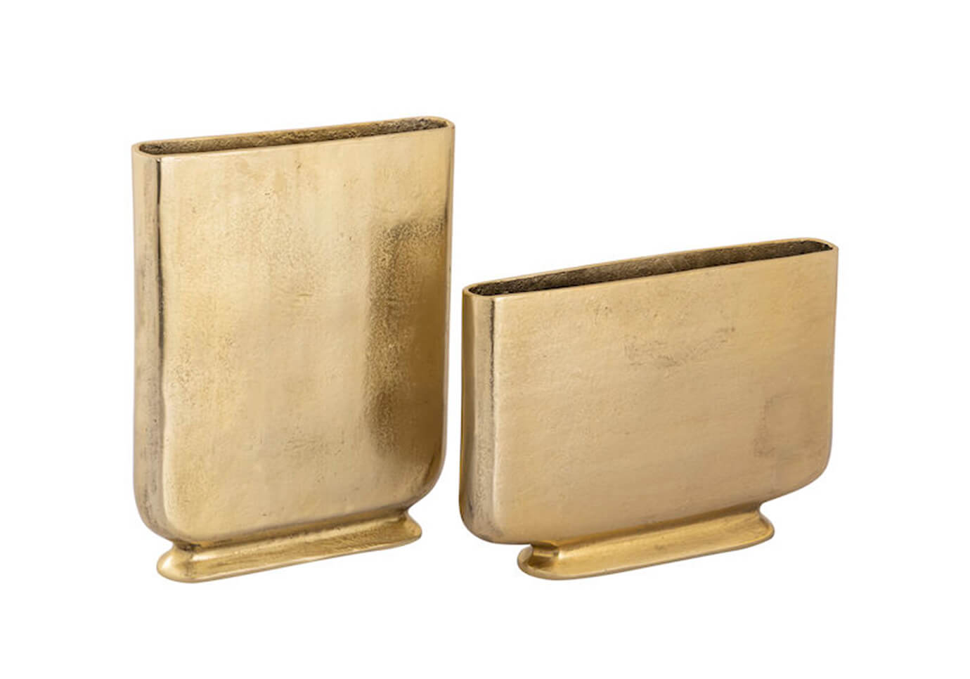 Florero Aluminio Dorado Copa Plana Grande