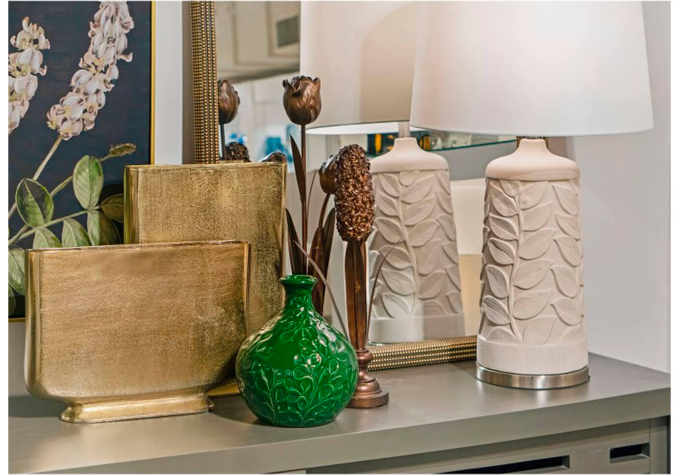 Florero Aluminio Dorado Copa Plana Grande