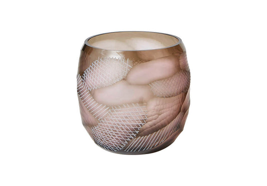 Florero de Vidrio Morado Óvalos Mate