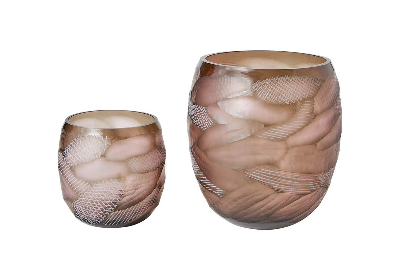 Florero de Vidrio Morado Óvalos Mate