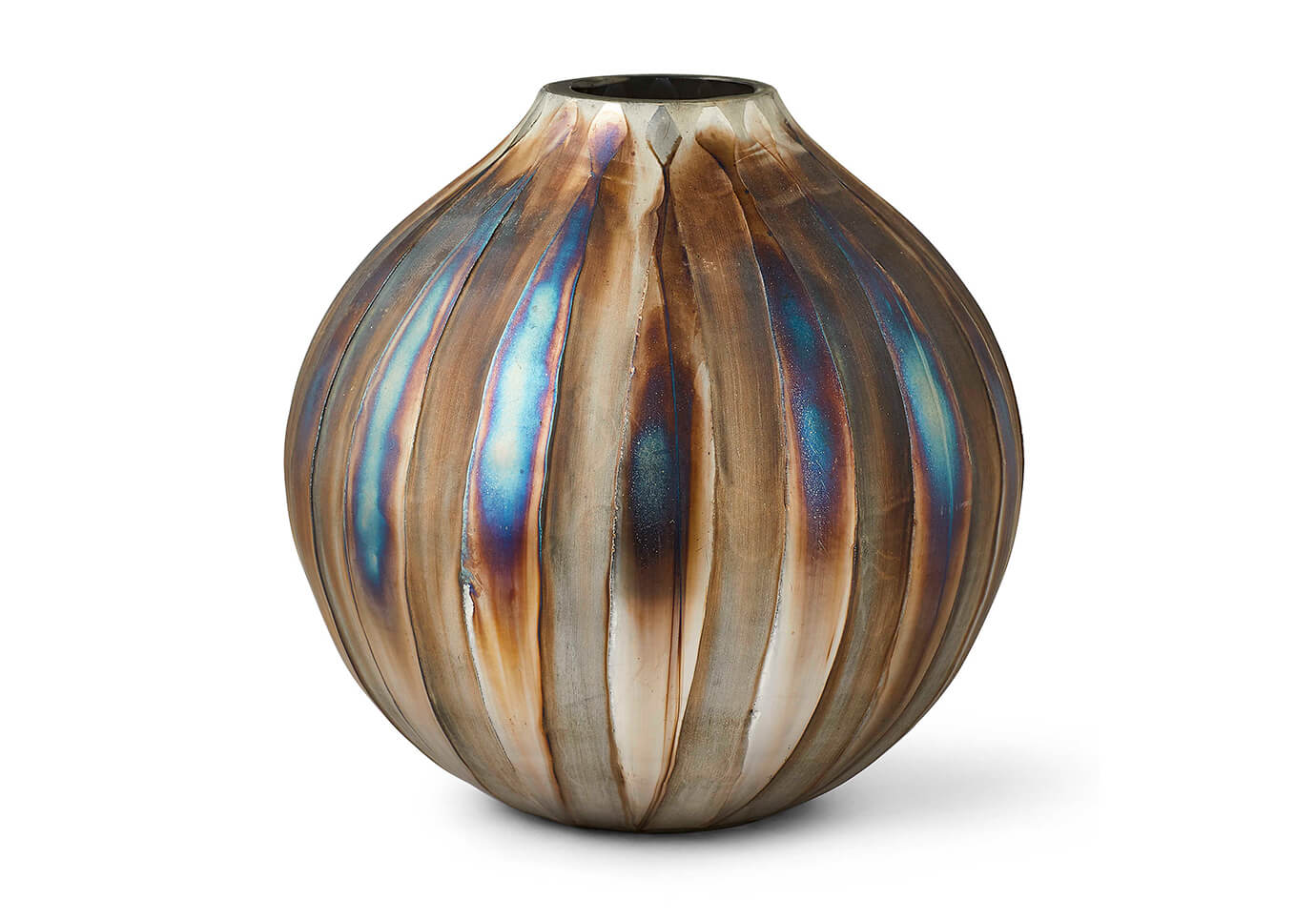 Florero de Vidrio Gajos Bronce Patinado