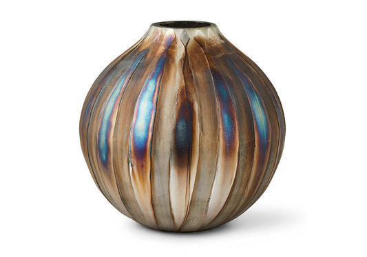 Florero de Vidrio Gajos Bronce Patinado