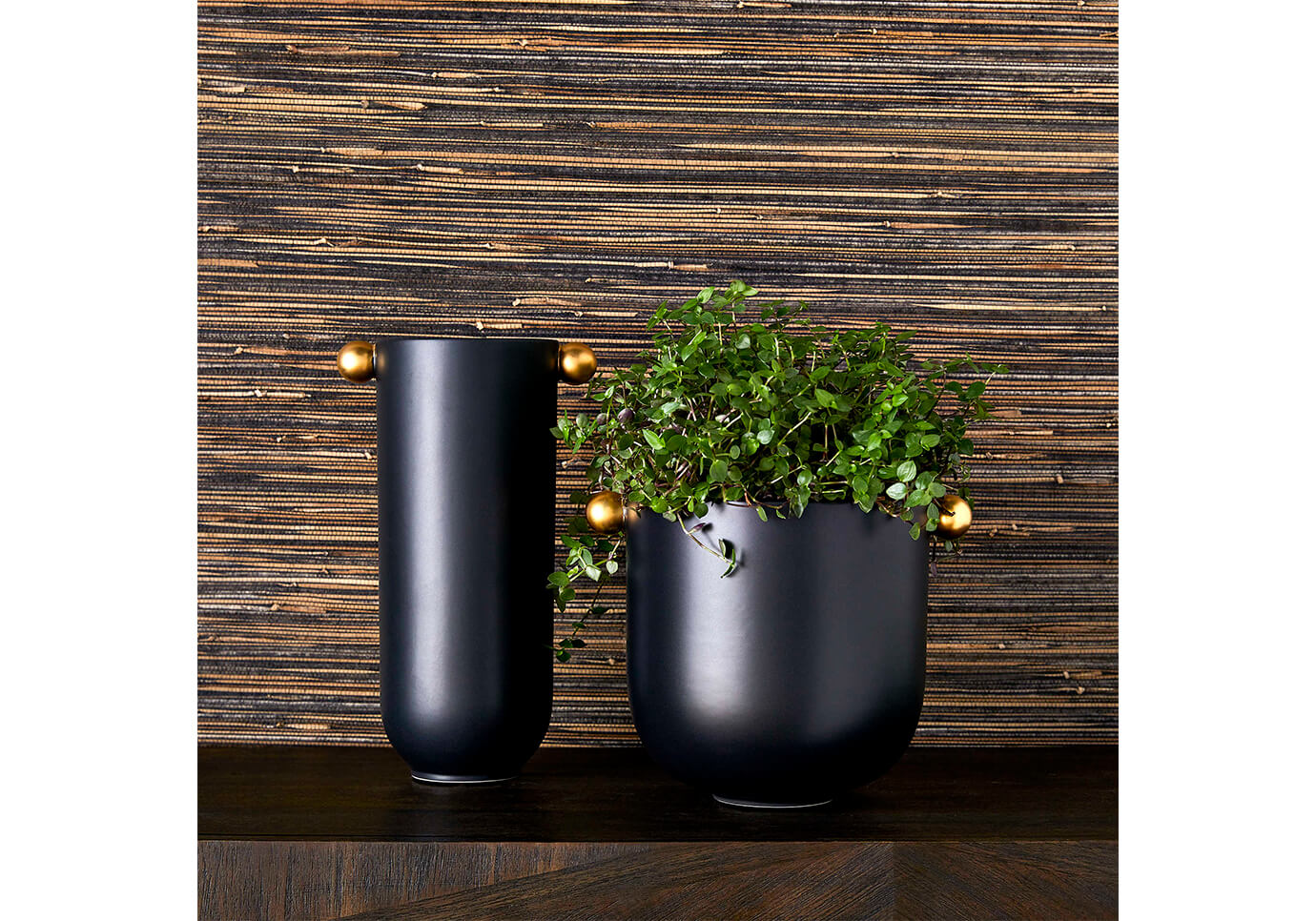 Florero Cerámica Negro Art Deco Ancho