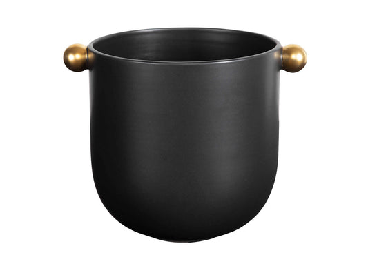 Florero Cerámica Negro Art Deco Ancho