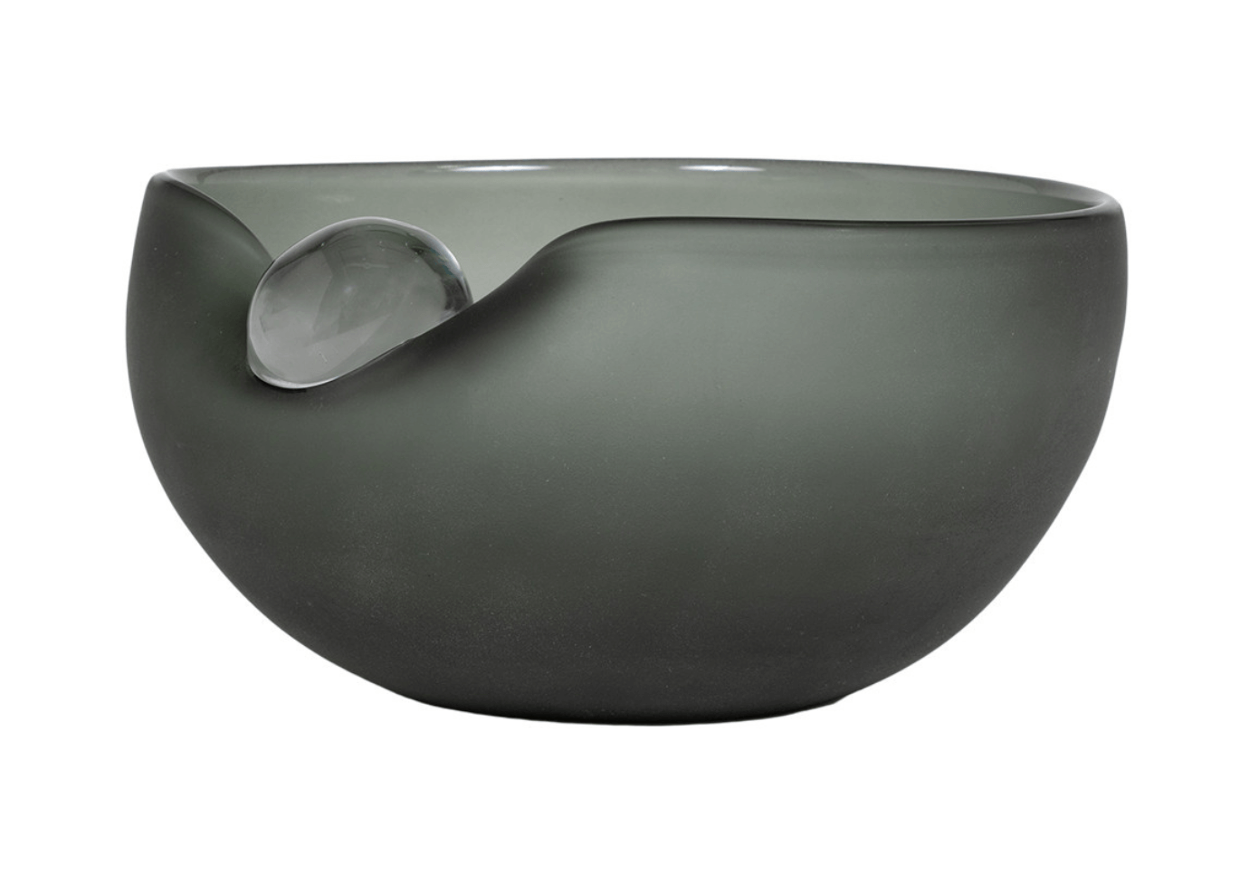 Centro de Vidrio Ovalado Gris con Esfera Transparente en Boca