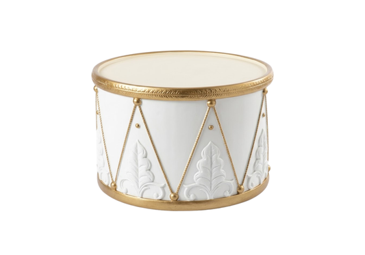 Tambor de Resina Blanco con Dorado Grande