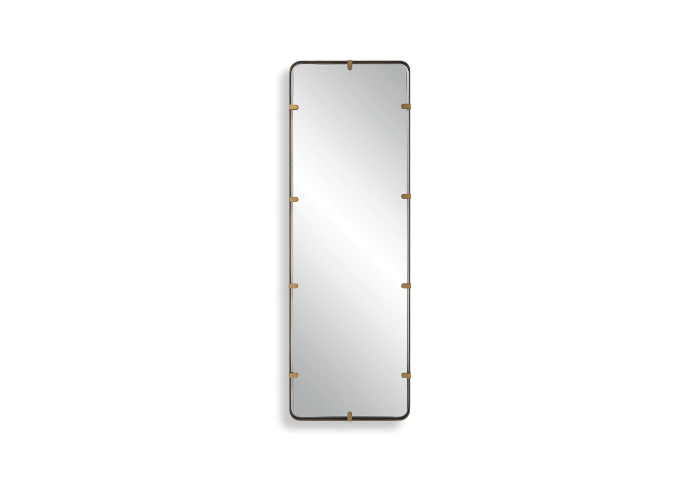 Espejo Flotante Rectangular con Clips de Latón y Marco de Bronce | 182 x 60 cm