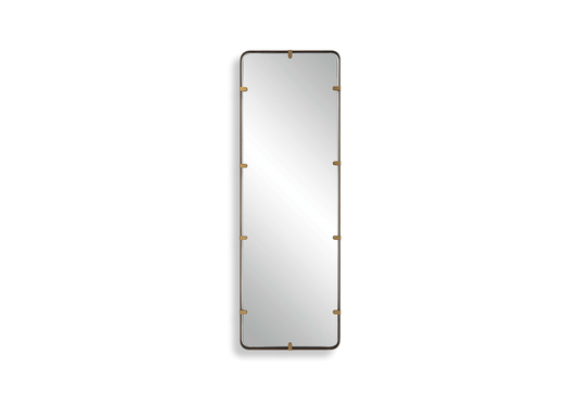 Espejo Flotante Rectangular con Clips de Latón y Marco de Bronce | 182 x 60 cm
