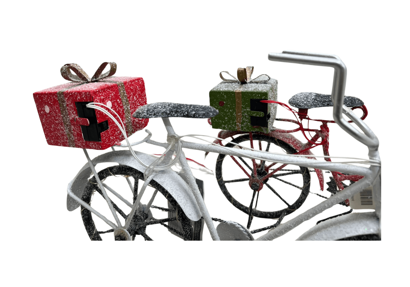 Bicicleta Retro Iluminada con Regalos – Rojo y Blanco
