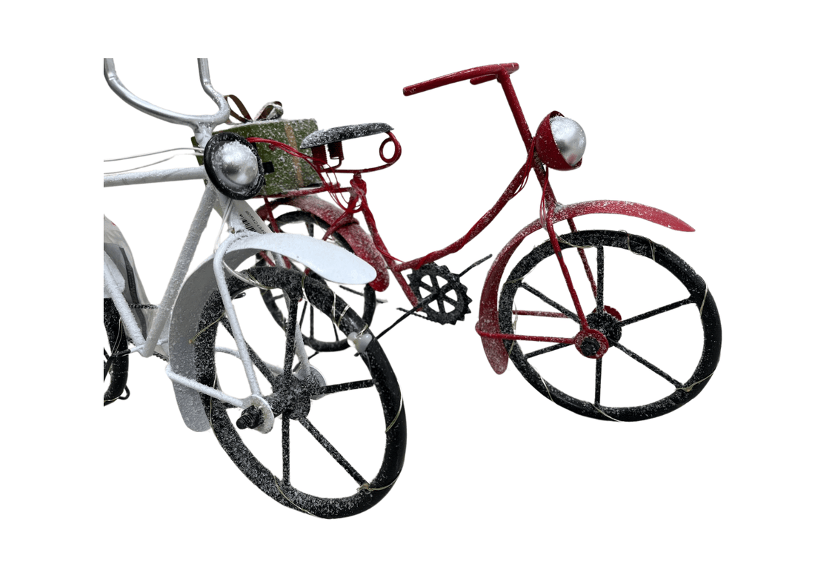 Bicicleta Retro Iluminada con Regalos – Rojo y Blanco