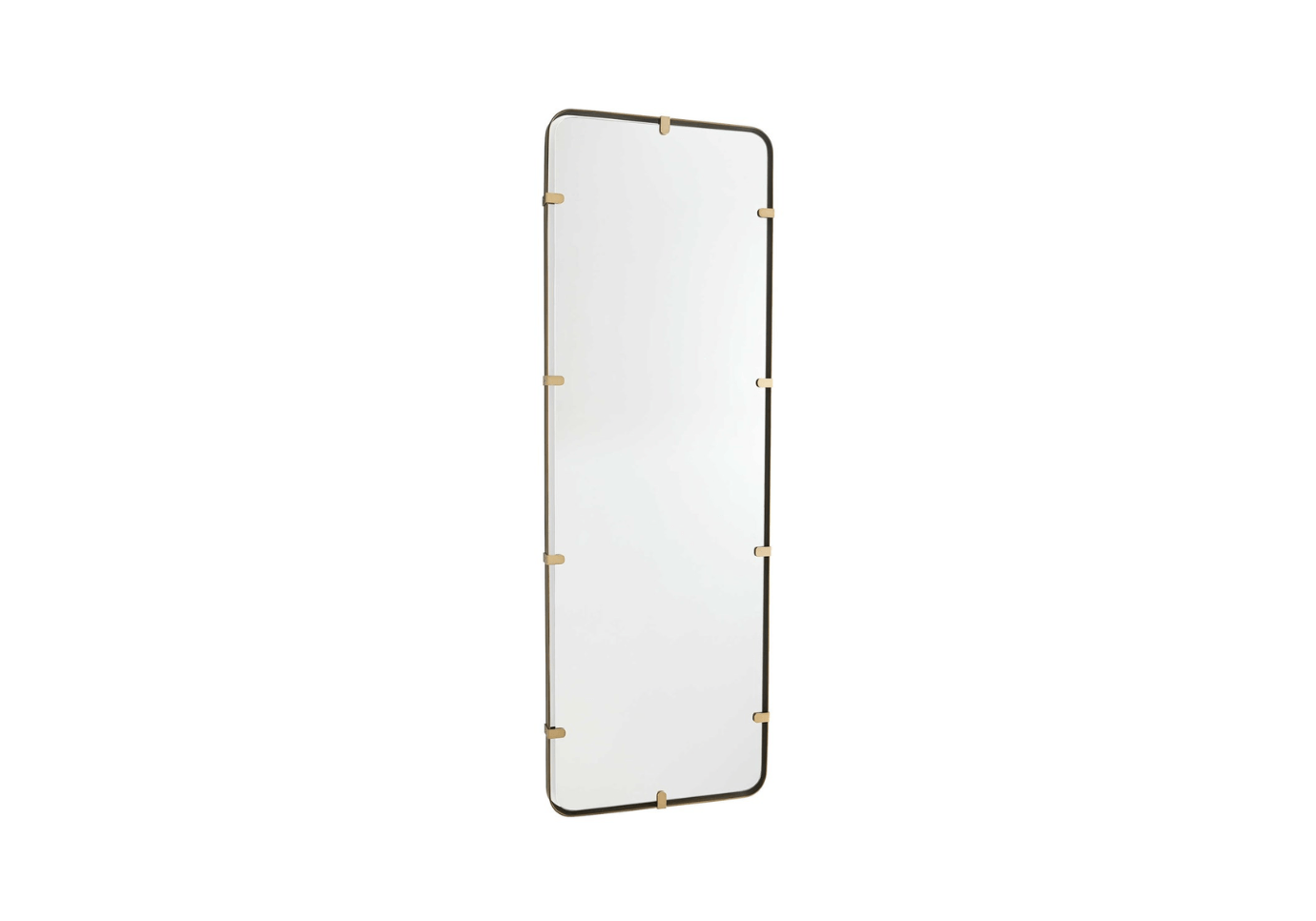 Espejo Flotante Rectangular con Clips de Latón y Marco de Bronce | 182 x 60 cm
